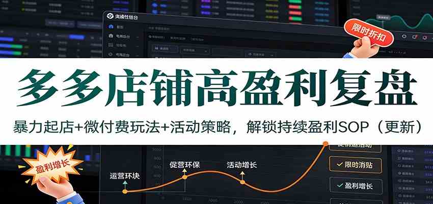 多多店铺高盈利复盘：暴力起店+微付费玩法+活动策略，解锁持续盈利SOP（更新）-驿想项目网
