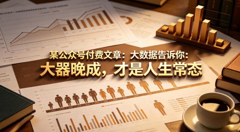 某公众号付费文章：大数据告诉你：大器晚成，才是人生常态-驿想项目网