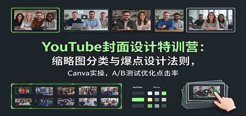 YouTube封面设计特训营：缩略图分类与爆点设计法则，Canva实操，A/B测试优化点击率-驿想项目网
