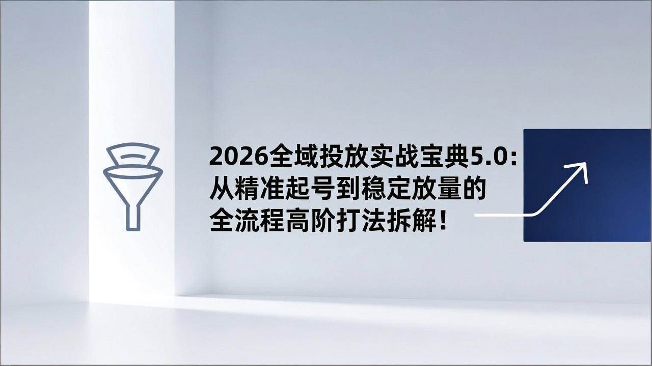 （17156期）2026全域投放实战宝典5.0：从精准起号到稳定放量的全流程高阶打法拆解！-驿想项目网