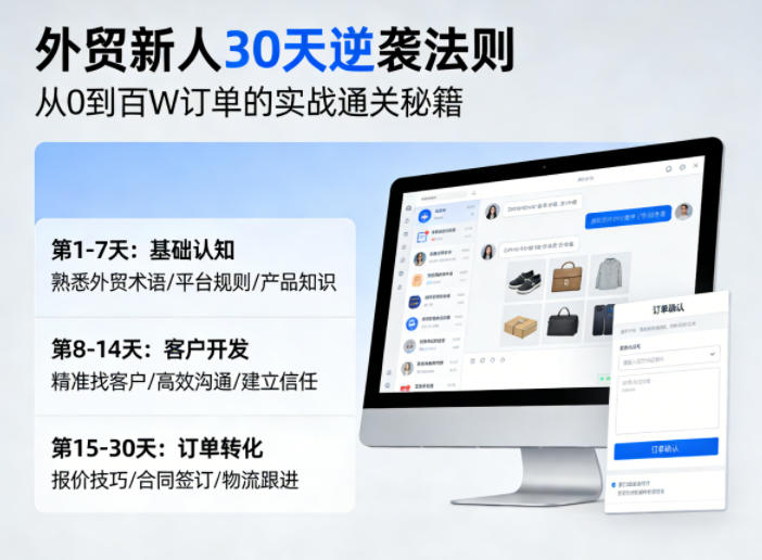 外贸新人30天逆袭法则，教你从0到百W订单的实战通关秘籍-驿想项目网