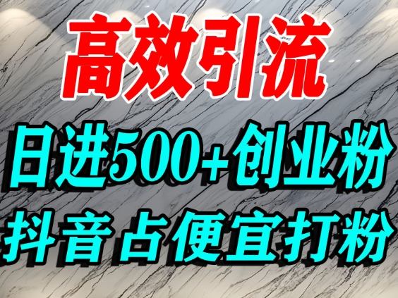 怎么打创业粉？抖音利用占便宜心理引流创业粉，单人日引500+精准流量-驿想项目网