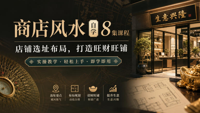 商店风水自学8集课程|店铺选址布局,打造旺财旺铺实操教学-驿想项目网