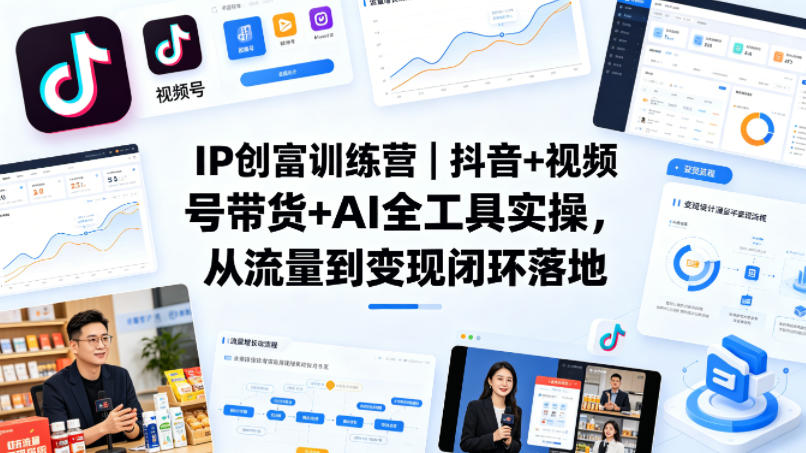 IP创富训练营｜抖音+视频号带货+AI全工具实操，从流量到变现闭环落地-驿想项目网