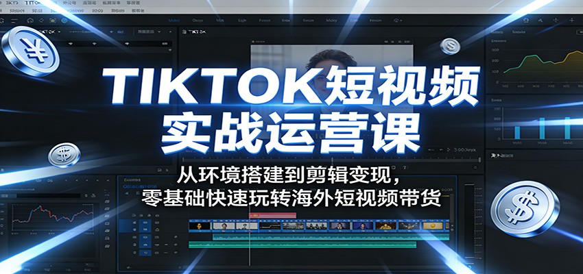 TIKTOK短视频实战运营课：从环境搭建到剪辑变现，零基础快速玩转海外短视频带货-驿想项目网