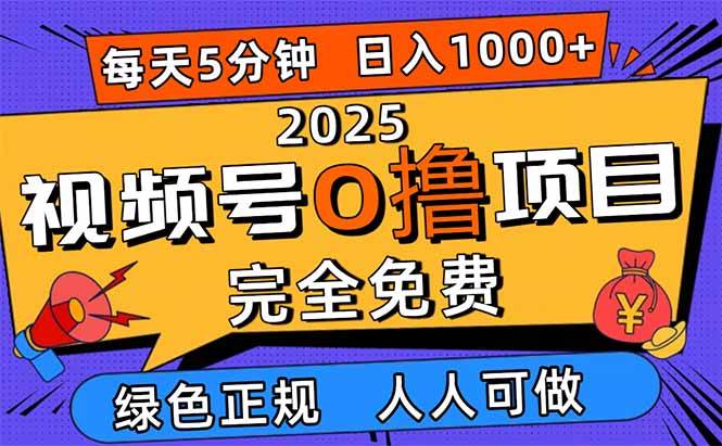 图片[1]-（16388期）2025视频号0撸项目，5分钟一个号，日入1000+，人人可做-驿想项目网