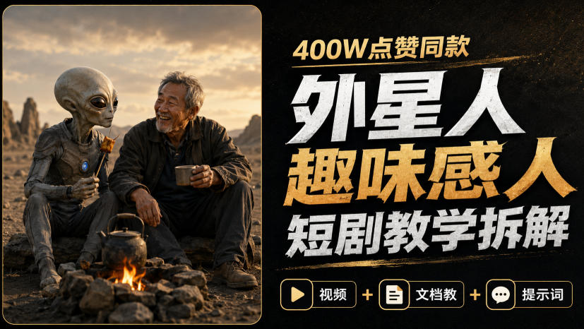 400W点赞同款外星人趣味感人短剧教学拆解，视频+文档教+提示词（更新1009）-驿想项目网