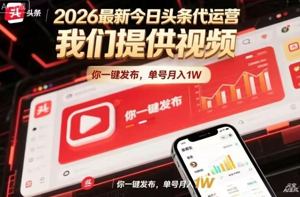 今日头条躺賺模式，你9我1，操作简单，一键发布，单机日入数百，长期合作【揭秘】-驿想项目网