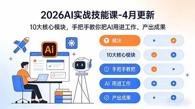 （17941期）2026AI实战技能课-4月更新：10大核心模块，手把手教你把AI用进工作、产出成果-驿想项目网