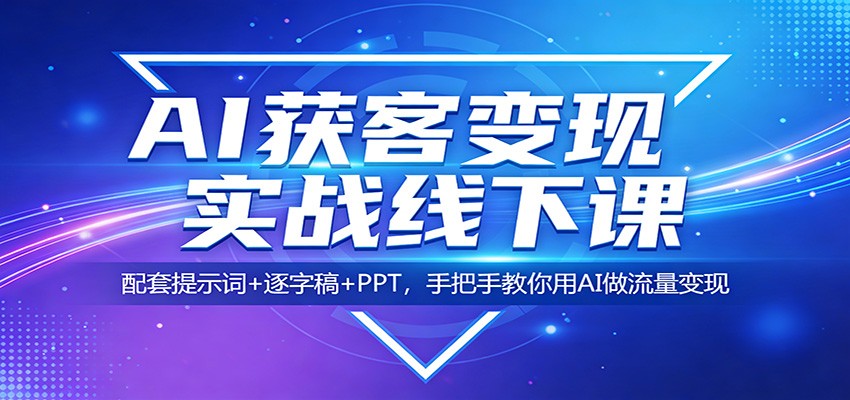 AI获客变现实战线下课：配套提示词+逐字稿+PPT，手把手教你用AI做流量变现-驿想项目网
