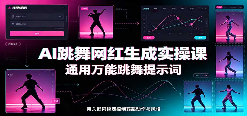 AI跳舞网红生成实操课：通用万能跳舞提示词，多模型适配，人物舞蹈视频制作全套教学-驿想项目网