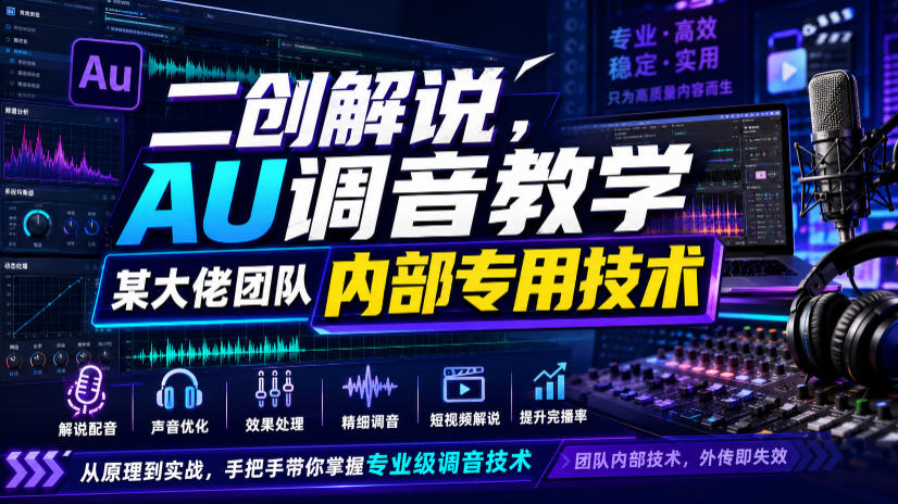 二创解说AU调音教学，某大佬团队内部专用技术-驿想项目网