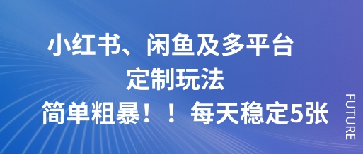 小红书、闲鱼及多平台定制玩法简单粗暴！每天稳定5张-驿想项目网