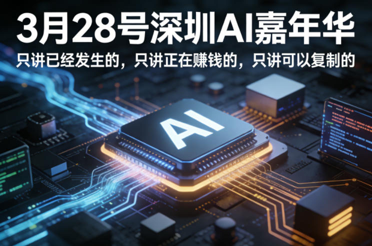 3月28号深圳AI嘉年华，只讲已经发生的，只讲正在賺钱的，只讲可以复制的-驿想项目网