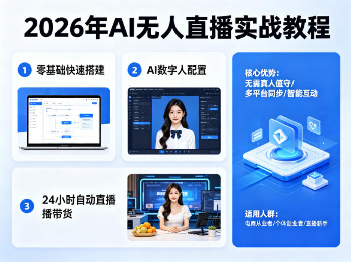 2026年AI无人直播实战教程，零基础也能快速搭建AI数字人无人直播间，实现24小时自动直播带货-驿想项目网