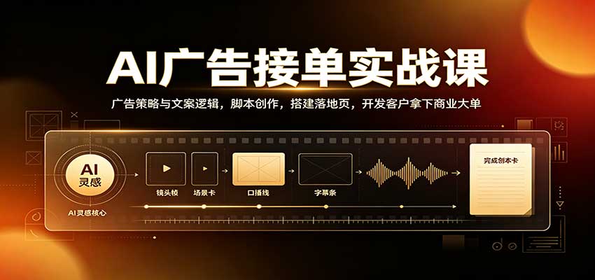 AI广告接单实战：广告策略与文案逻辑，脚本创作，搭建落地页，开发客户拿下商业大单-驿想项目网