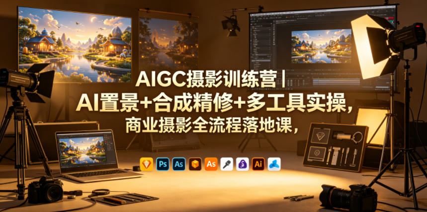 AIGC摄影训练营｜AI置景+合成精修+多工具实操，商业摄影全流程落地课-驿想项目网