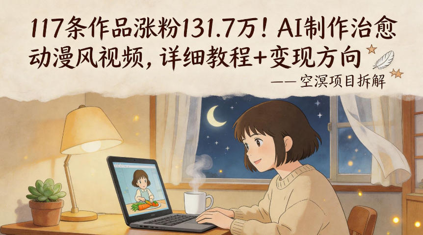 117条作品涨粉131.7W！AI制作治愈动漫风视频，详细教程+变现方向-驿想项目网