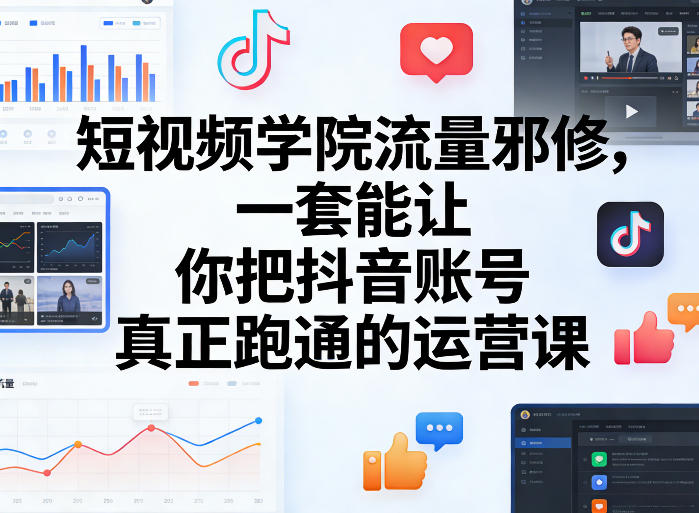 短视频学院流量邪修，一套能让你把抖音账号真正跑通的运营课-驿想项目网