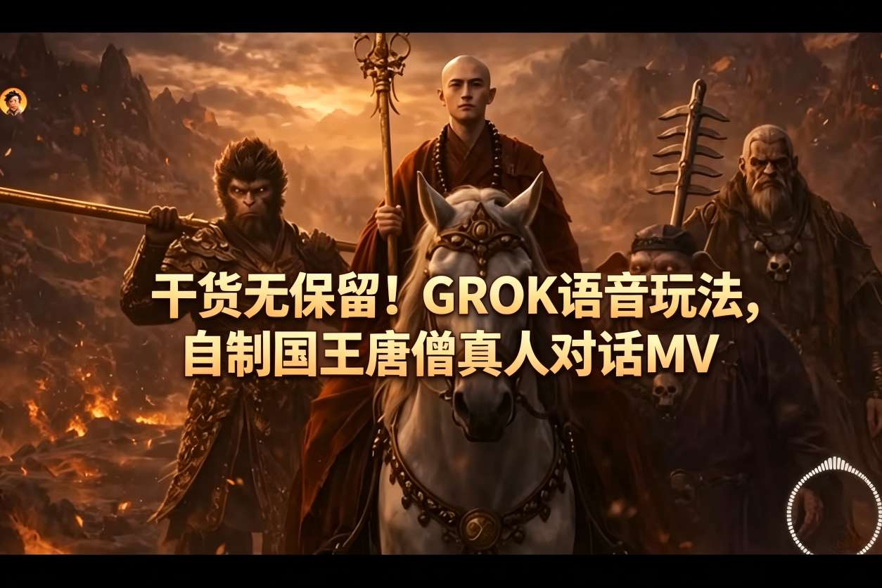 干货无保留！GROK语音玩法，自制国王唐僧真人对话MV-驿想项目网