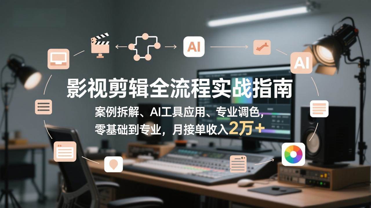 （17338期）影视剪辑全流程实战指南，案例拆解、AI工具应用、专业调色，零基础到专业，月接单收入2万+-驿想项目网