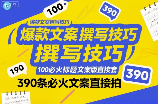 爆款文案撰写技巧,100个必火标题文案模版直接套,390条必火文案直接拍-驿想项目网