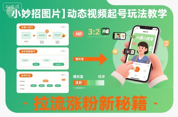 小妙招图片＋动态视频起号玩法教学，拉流涨粉新秘籍-驿想项目网