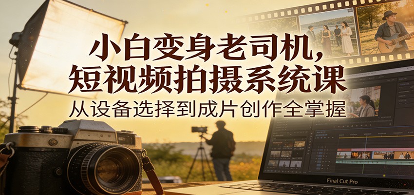 小白变身老司机，短视频拍摄系统课，从设备选择到成片创作全掌握-驿想项目网