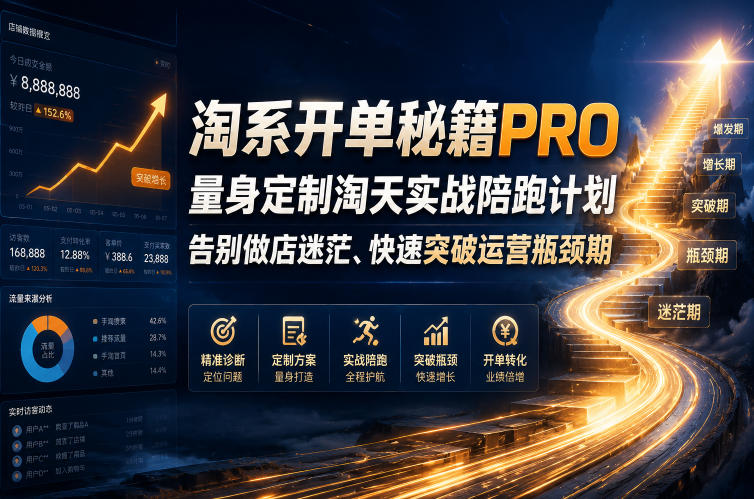 淘系开单秘籍PRO，量身定制淘天实战陪跑计划，告别做店迷茫、快速突破运营瓶颈期（2026年6月11）-驿想项目网