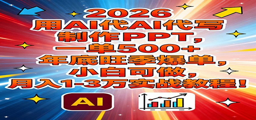 2026用AI代写制作PPT，一单500+，年底旺季爆单，小白可做，月入1-3万实战教程-驿想项目网