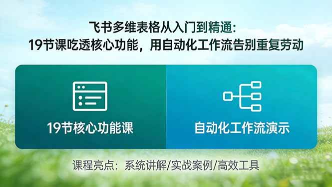 （17634期）飞书多维表格从入门到精通：19节课吃透核心功能，用自动化工作流告别重复劳动-驿想项目网
