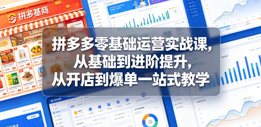 拼多多零基础运营实战课，从基础到进阶提升，从开店到爆单一站式教学-驿想项目网