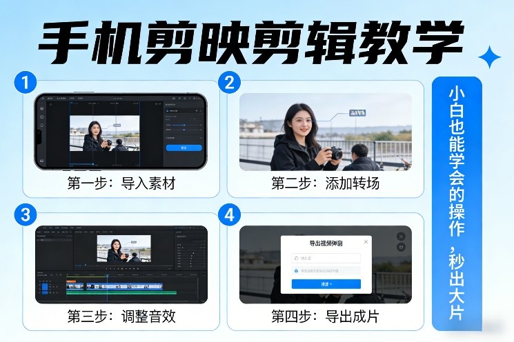 手机剪映剪辑教学，小白也能学会的操作，秒出大片-驿想项目网