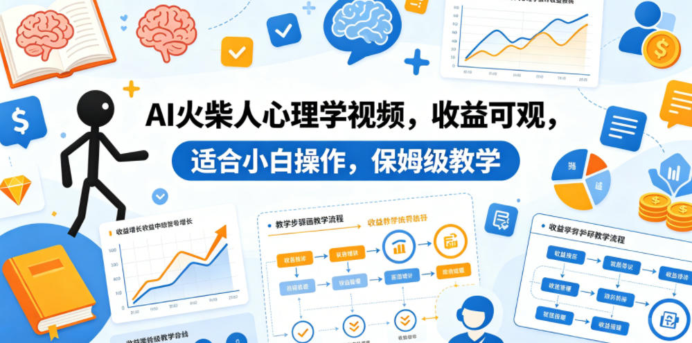 AI火柴人心理学视频，收益可观，适合小白操作，保姆级教学-驿想项目网