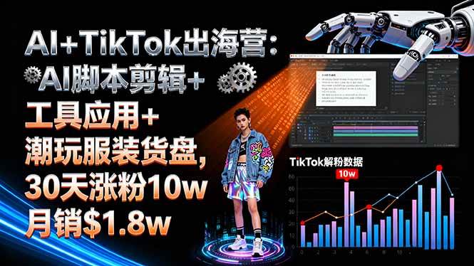 （16108期）AI+TikTok出海营:AI脚本剪辑+工具应用+潮玩服装货盘,30天涨粉10w月销$1.8w-驿想项目网