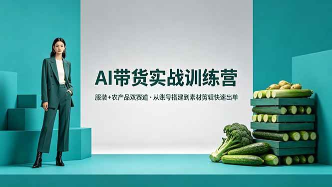 （18355期）AI带货实战训练营，服装+农产品双赛道，从账号搭建到素材剪辑快速出单-驿想项目网