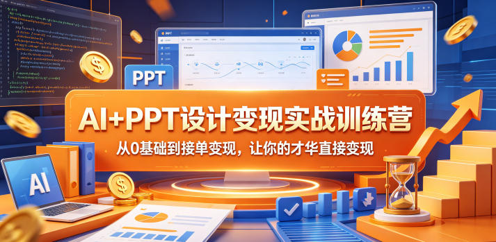 AI+PPT设计变现实战训练营，从0基础到接单变现，让你的才华直接变现-驿想项目网