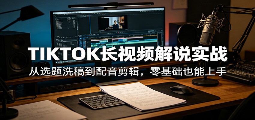 TIKTOK长视频解说实战：从选题洗稿到配音剪辑，零基础也能上手-驿想项目网