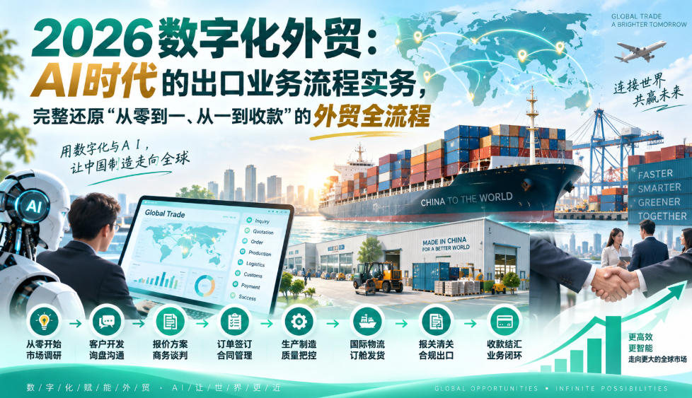 2026数字化外贸:AI时代的出口业务流程实务,完整还原”从零到一、从一到收款”的外贸全流程-驿想项目网