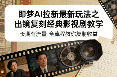 即梦AI拉新最新玩法之出镜复刻经典影视剧教学，长期有流量，全流程教你复制收益-驿想项目网
