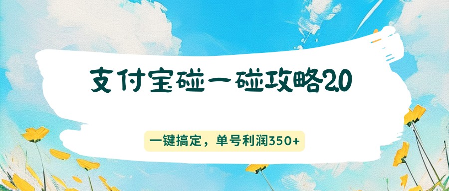 支付宝碰一碰攻略2.0,一键搞定,单号利润350+-驿想项目网