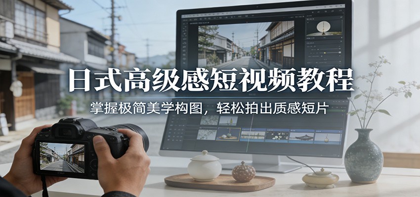 日式高级感短视频教程：掌握极简美学构图，轻松拍出质感短片-驿想项目网