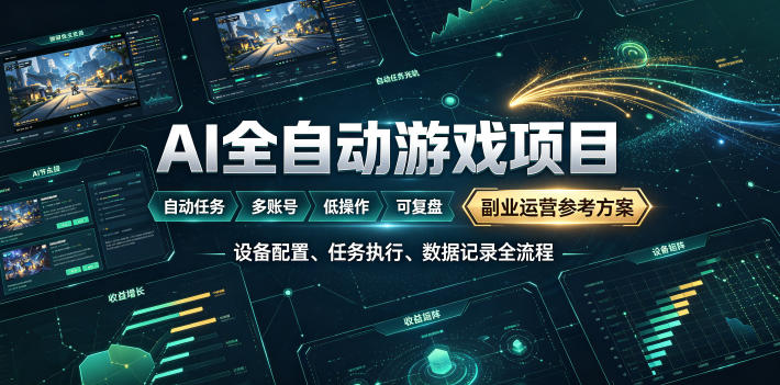 AI全自动游戏躺賺副业：日入几百，稳定运行三年的项目！【揭秘】-驿想项目网