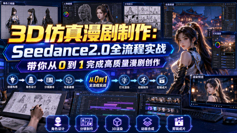 3D仿真漫剧制作：Seedance2.0全流程实战，带你从0到1完成高质量漫剧创作-驿想项目网