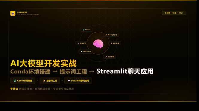 （17723期）AI大模型开发实战：Conda环境搭建→提示词工程→Streamlit聊天应用，零基础到项目落地-驿想项目网