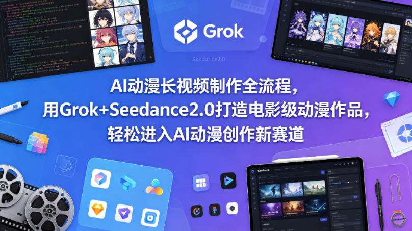 AI动漫长视频制作全流程，用Grok+Seedance2.0打造电影级动漫作品，轻松进入AI动漫创作新赛道-驿想项目网