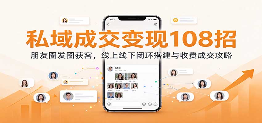私域成交变现108招：朋友圈发圈获客，线上线下闭环搭建与收费成交攻略-驿想项目网