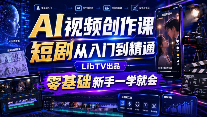 AI视频创作课,短剧从入门到精通,LibTV出品,零基础新手一学就会 AI视频创作课,短剧从入门到精通,LibTV出品,零基础新手一学就会