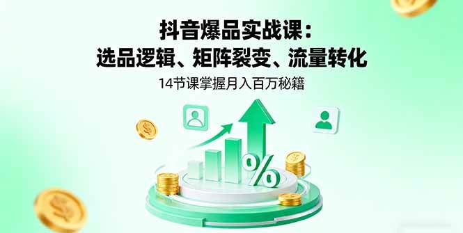 （16112期）抖音爆品实战课：选品逻辑、矩阵裂变、流量转化，14节课掌握月入百万秘籍-驿想项目网