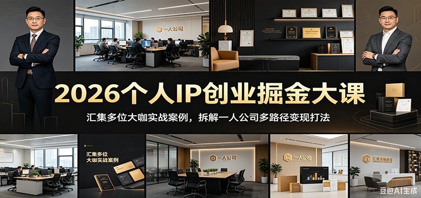 2026个人IP创业掘金大课：汇集多位大咖实战案例，拆解一人公司多路径变现打法-驿想项目网